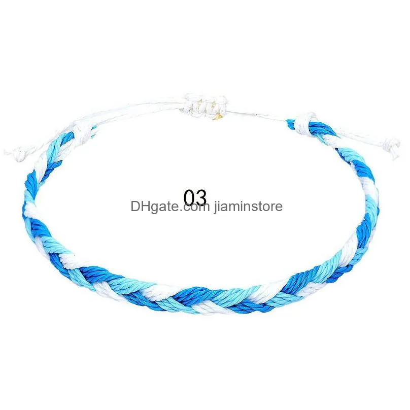handmade wax rope beach surfing bracelet bohemian waterproof twist braided bracelets summer jewelry