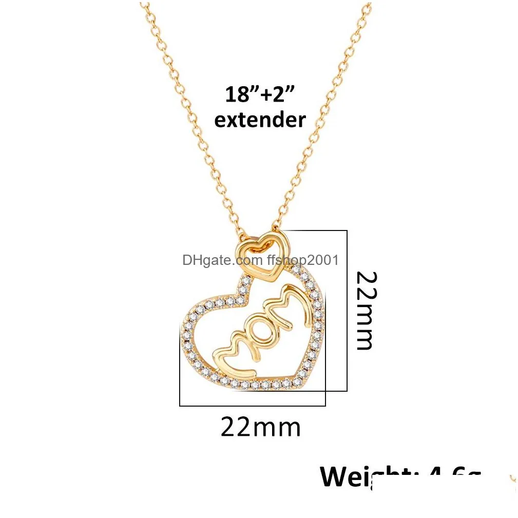 hollow love heart mom necklace stainless steel chain gold necklace mother jewelry gift