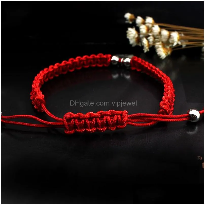  fashion red rope handmade chain weave lucky bracelets for mom silver gold plating alloy letter charms thanksgiving gift