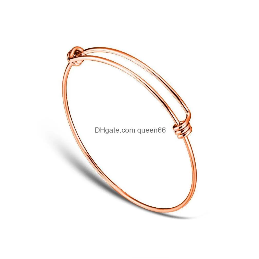 50mm 55mm stainless steel expandable wire bangles 1.6mm thick adult kids size adjustable bracelets for diy jewelry