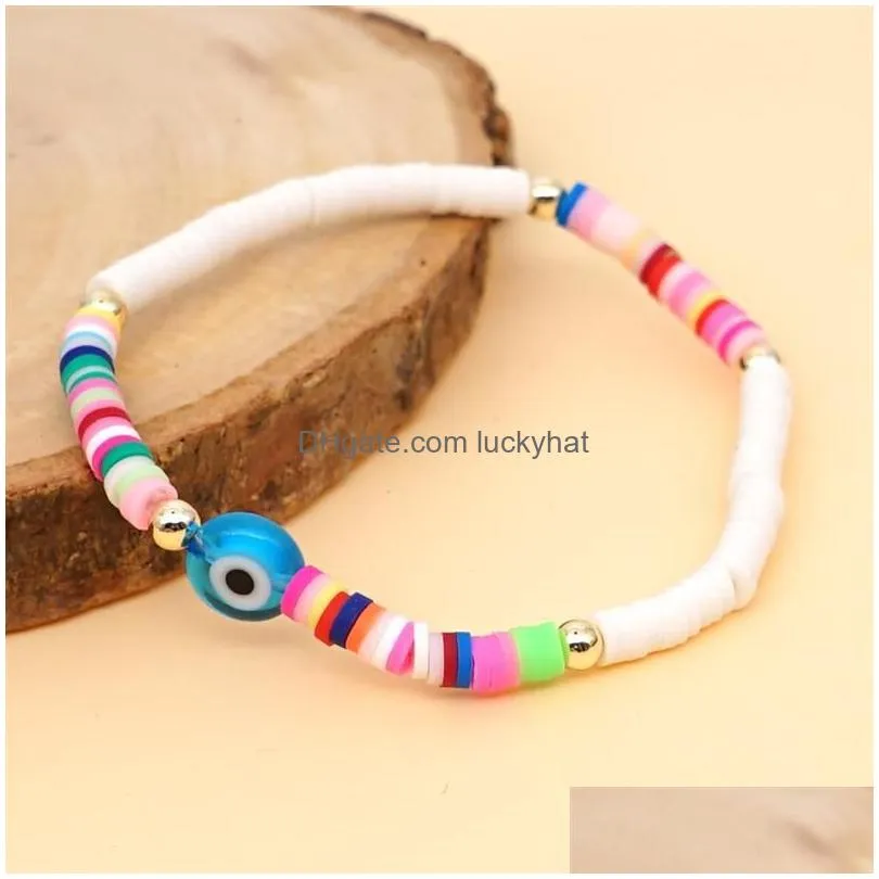 turkish evil blue eye bracelet for women ins polymer clay bead bracelets pulseras jewelry