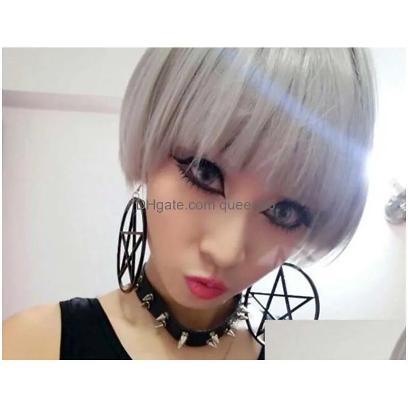 big black pentagram hanging earrings women aros colgantes bijoux classic large earrings jewelry design wholesale