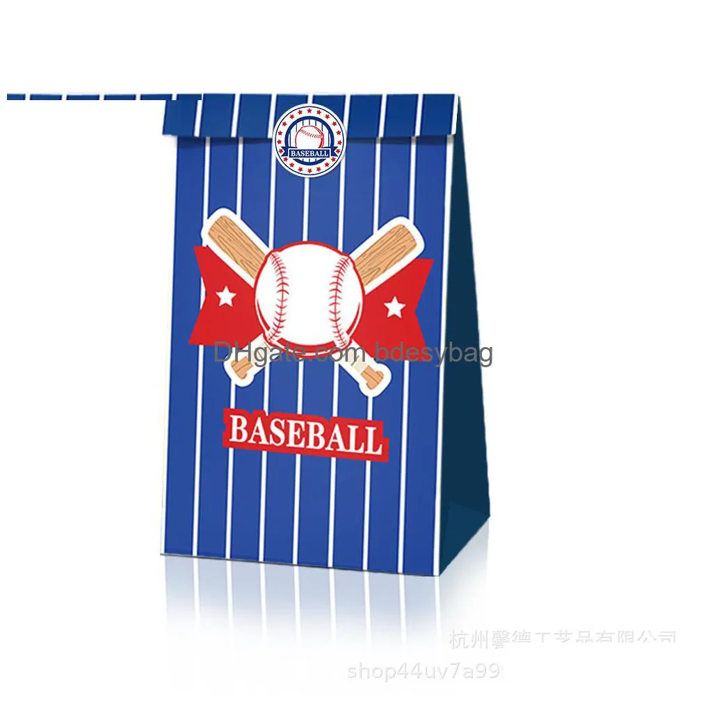 baseball topic gift bag main birthday party gift candy bag gift oil brown paper bag22x12x8cm