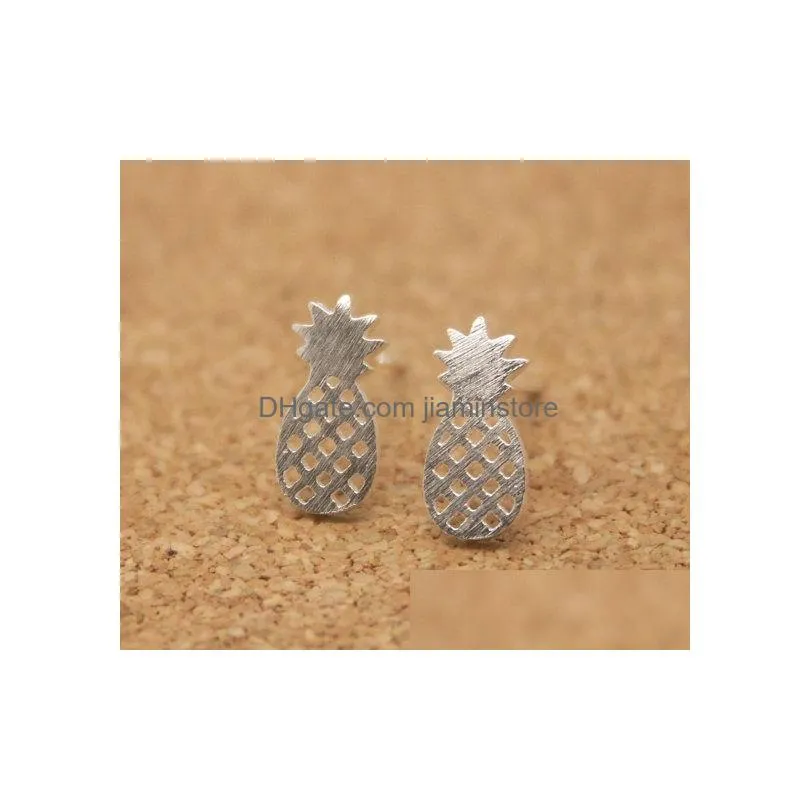 high quality hollowed pineapple ear studs for women unique design new arrival alloy rose gold silver gold plating studs earrings