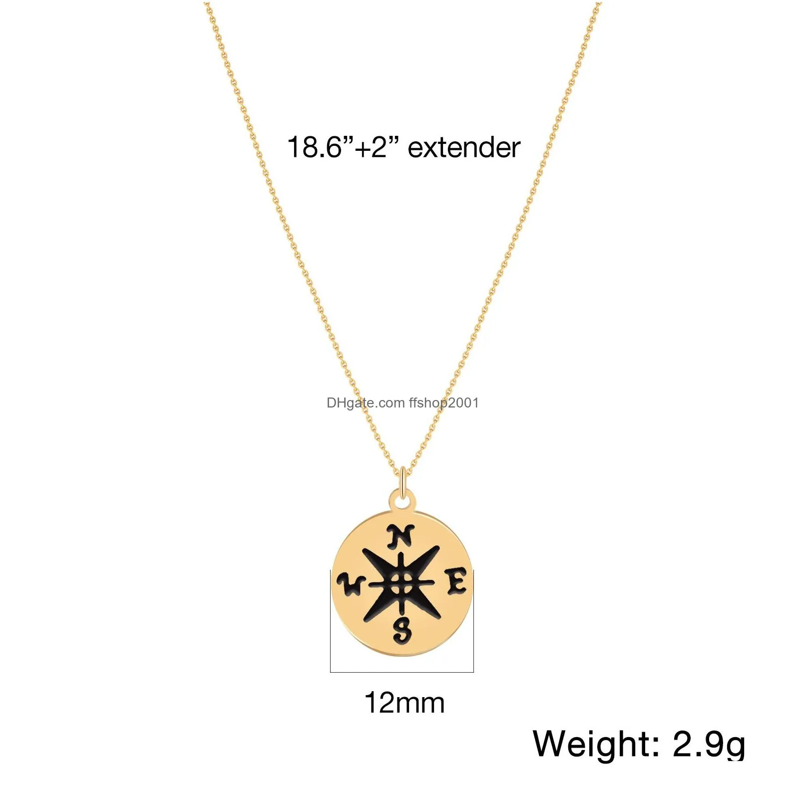 compass pendant necklace gold plated tiny stainless steel necklaces for women lover make wish jewelry