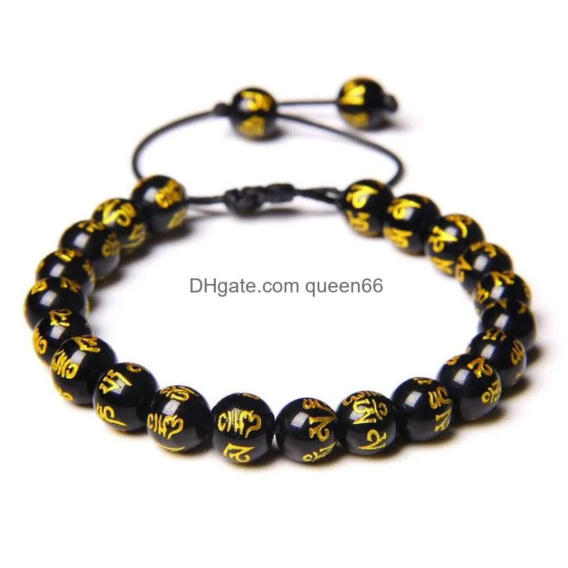 tiger eye stone beaded bracelet adjustable strands braided rope bangles 8mm natural lava rock men women yoga healing balance bracelets