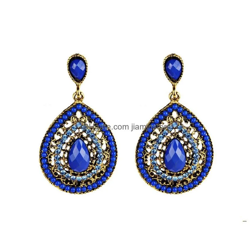 new bohemian rhinestone crystal chandelier statement earrings water dropshaped vintage dangle earring for women fashion jewelry ear