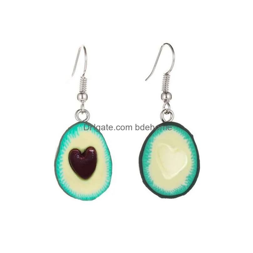 fashion cute avocado shape pendant necklace earrings for women girl fruit shape chains charms necklace earrings party jewelry