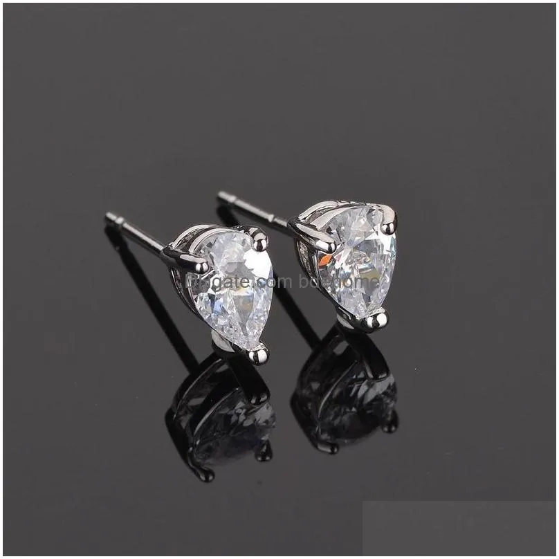 cubic zirconia stud earrings for girl student heart round square star waterdrop shape princess a week 7 styles earring