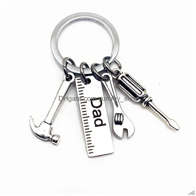 personalized diy stainless steel keychain keychain engraved dad papa grandpa hammer screwdriver wrench dad tools keychain fathers day