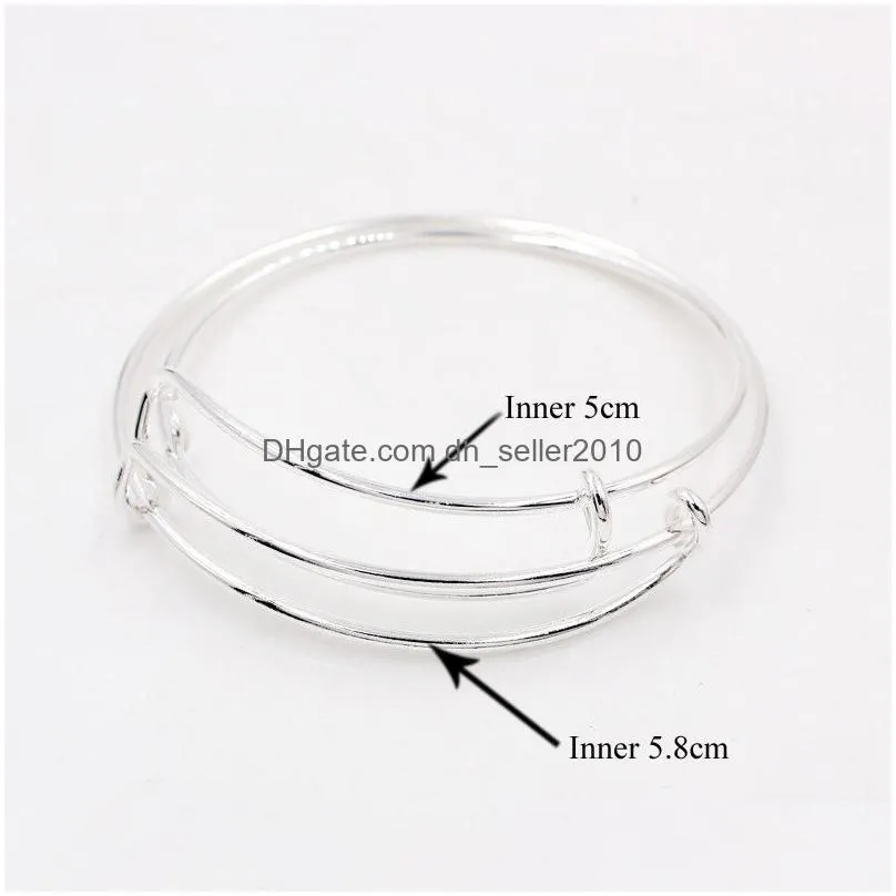 hot selling silver gold tone expandable wire bangle bracelet for beading or charm bracelets bangle 100 pieces/lot wholesale