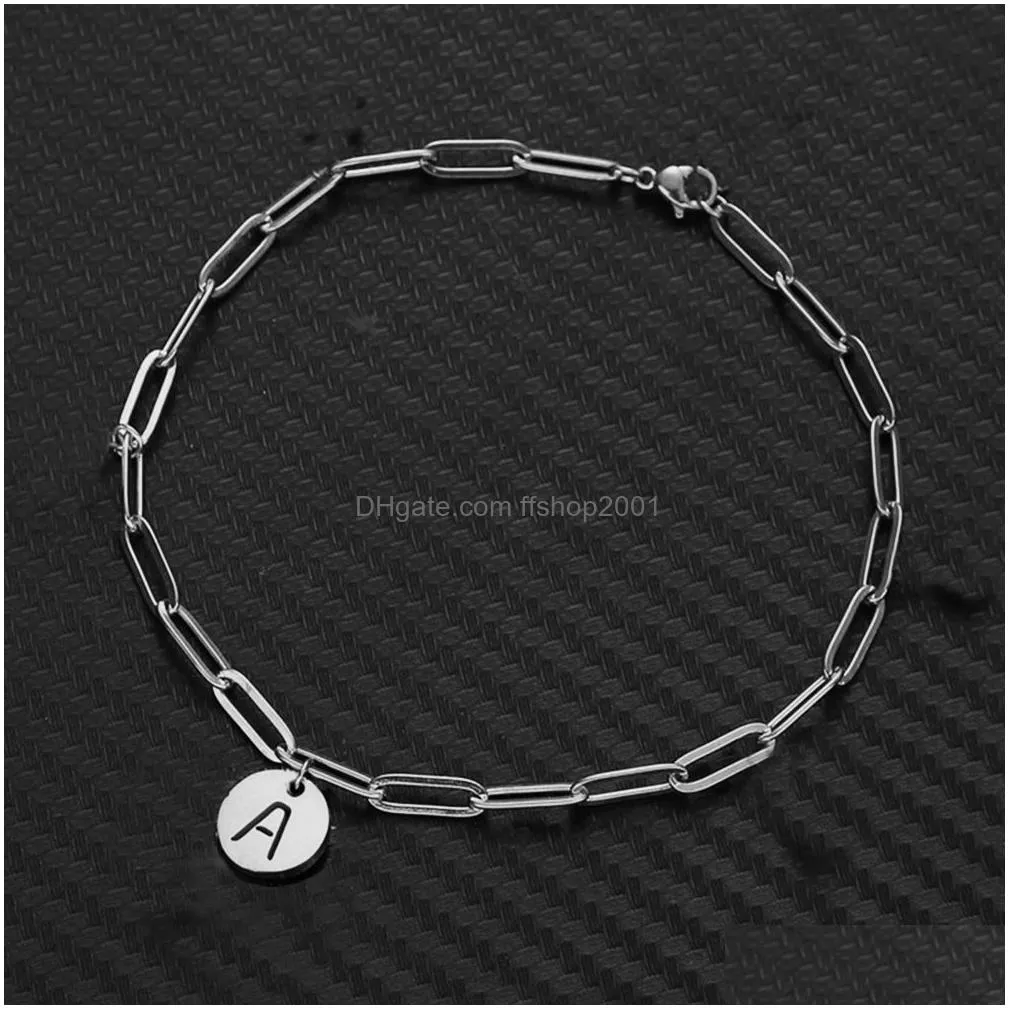 clip chain initial bracelet stainless steel gold plated blue eye charm bracelets bangles for women