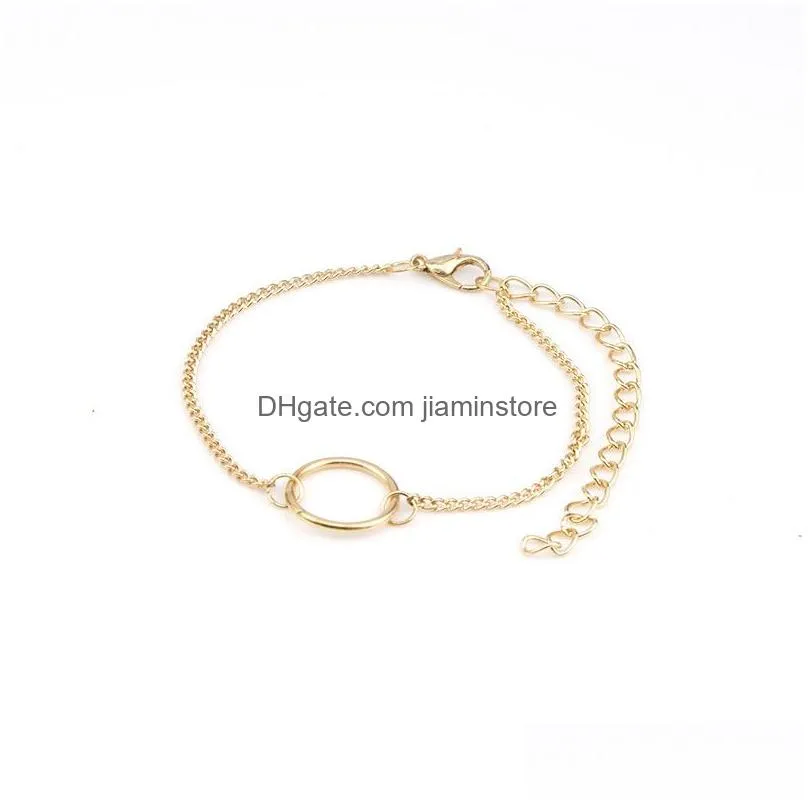 3pcs/set womens fashion punk bracelet vintage gold color double knot loop metal chain bracelet bohemian retro jewelry accessories