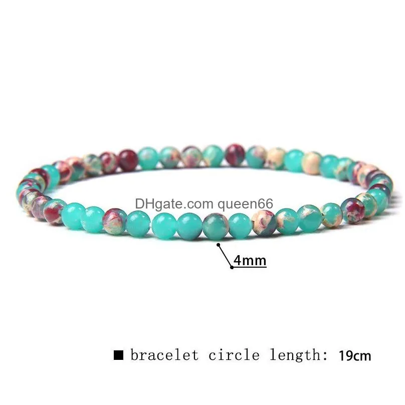 4mm stone beaded bracelets strands for women handmade natural agates onyx lapis lazuli bracelets adjustable jewelry