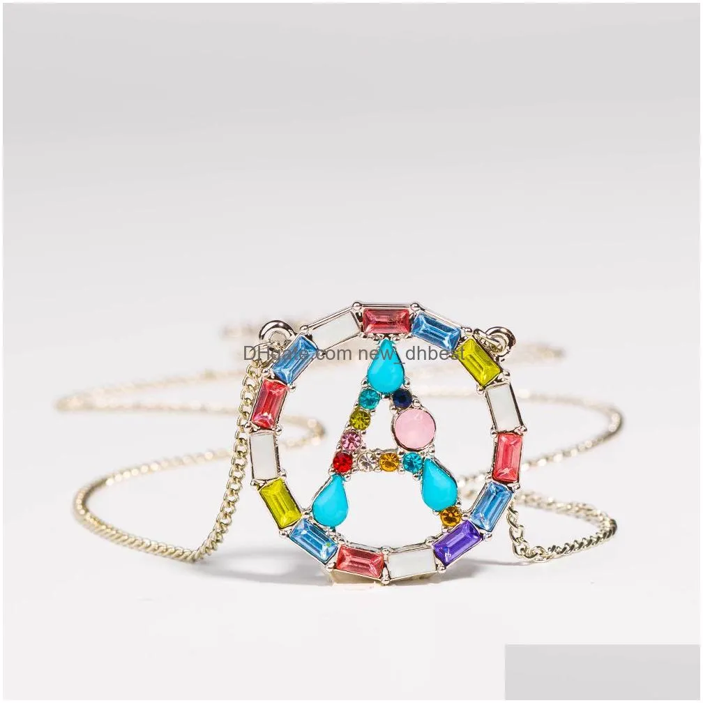 fashion colorful 26 letter initial necklace rainbow crystal stone pendant necklaces for women personalized mothers day jewelry gifts