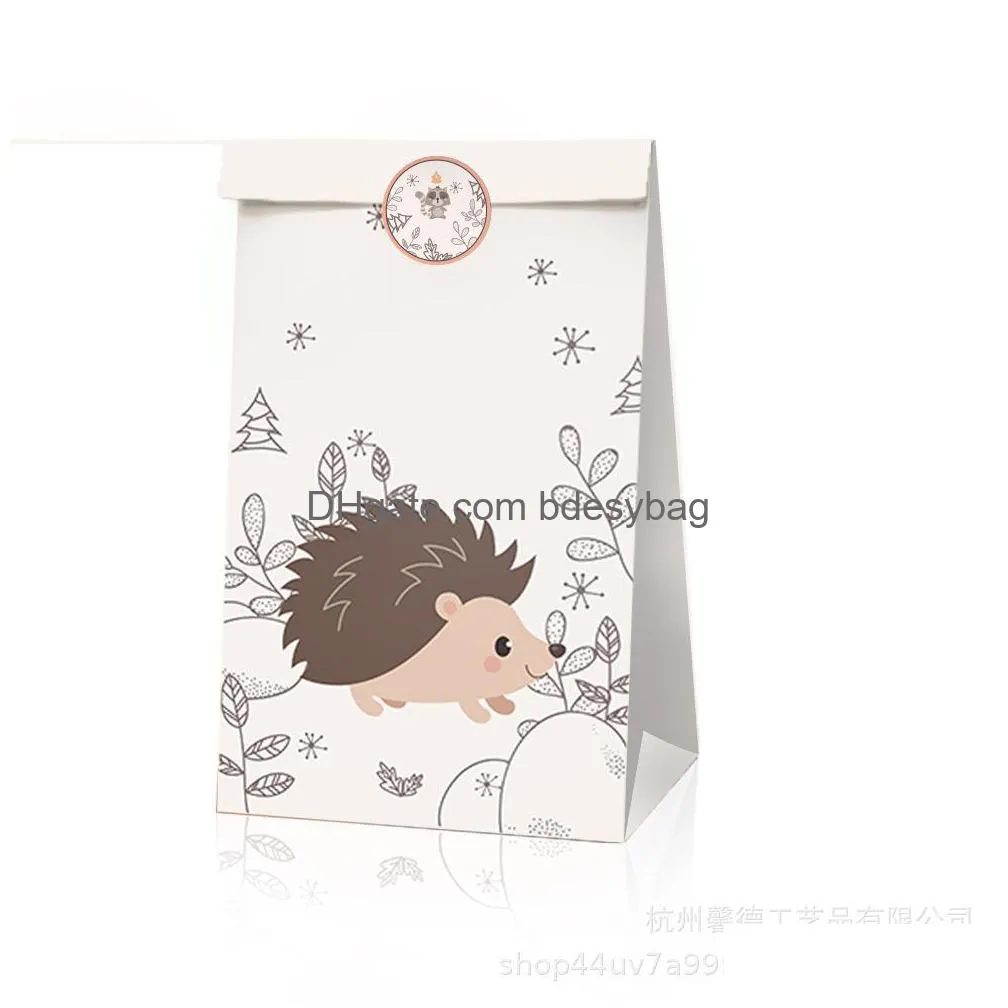 paper forest animal fox party bag birthday party candy bag gift paper bag22x12x8cm