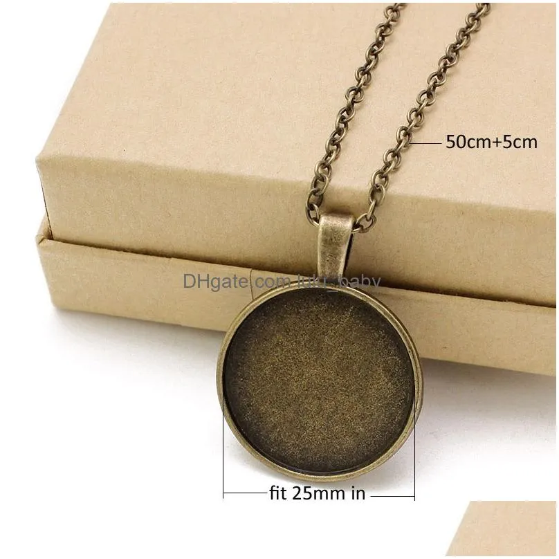 bronze chain necklace with pendant tray handmade cabochon jewelry supplies for wholesale