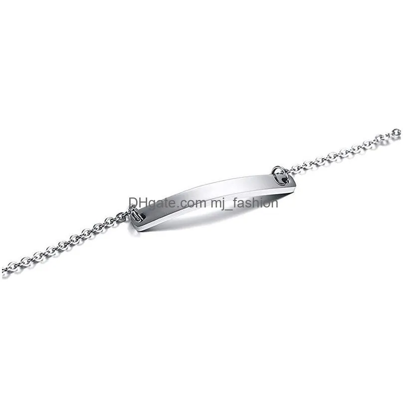 new high quality stainless steel curved blank bar charm bracelets jewelry custom engraving chain bracelet for women fashion jewelry