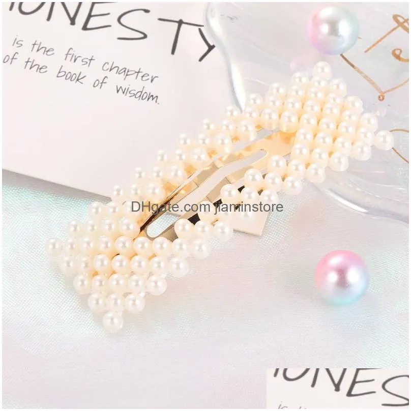 korean pearl hairpins elegant styling tool set for women crystal accented barrettes