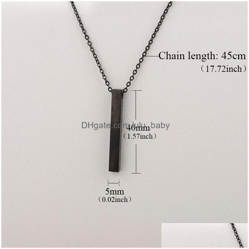 polished stainless steel bar pendant necklace fashion 5 colors rainbow black gold solid blank bar charm pendant for buyer own