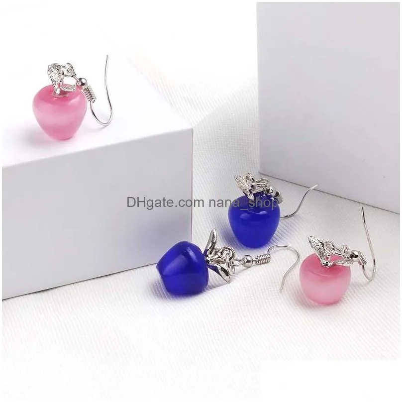 new sweet pink opal stone  shape charm statement earrings for women girl lovely cute fashion stud earings jewelry lover gifts
