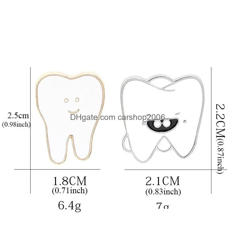 cute cartoon smile teeth brooches white teeth enamel pin for nurse dentist hospital lapel pin hat/bag pins denim shirt women brooch