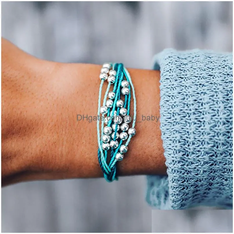  arrival colorful wax thread woven bracelets multilayer friendship ccb beads charm bracelets for women simple holiday summer