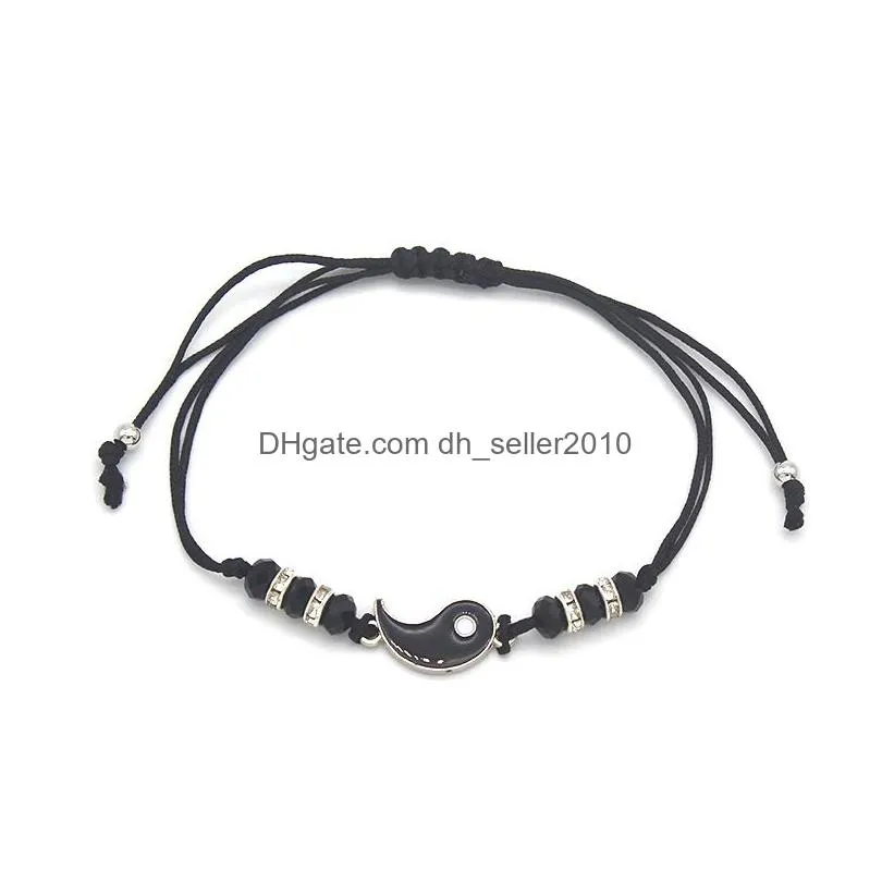 handmade couple bracelets adjustable rope chinese tai chi pendant woven charm bracelet friendship jewelry gifts