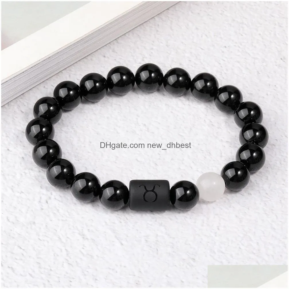 12 zodiac signs bracelet stone beads couple bracelets cancer leo virgo libra best friend constellation bracelet for men women