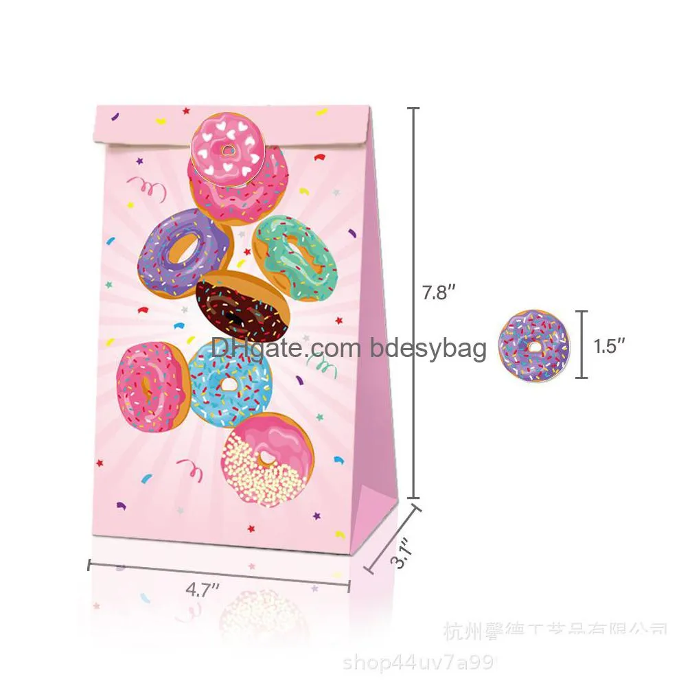 donuts dessert party candy bag gift birthday cake baking oil brown paper bag22x12x8cm