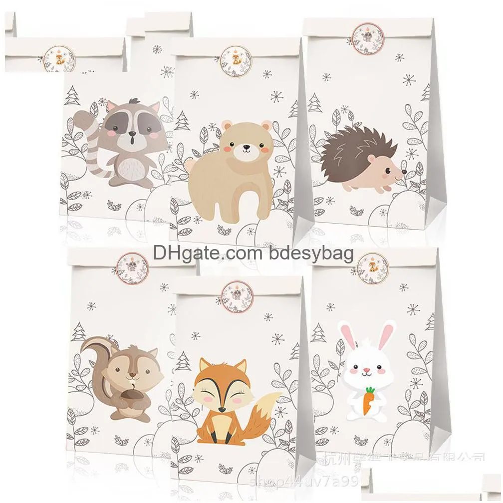 paper forest animal fox party bag birthday party candy bag gift paper bag22x12x8cm