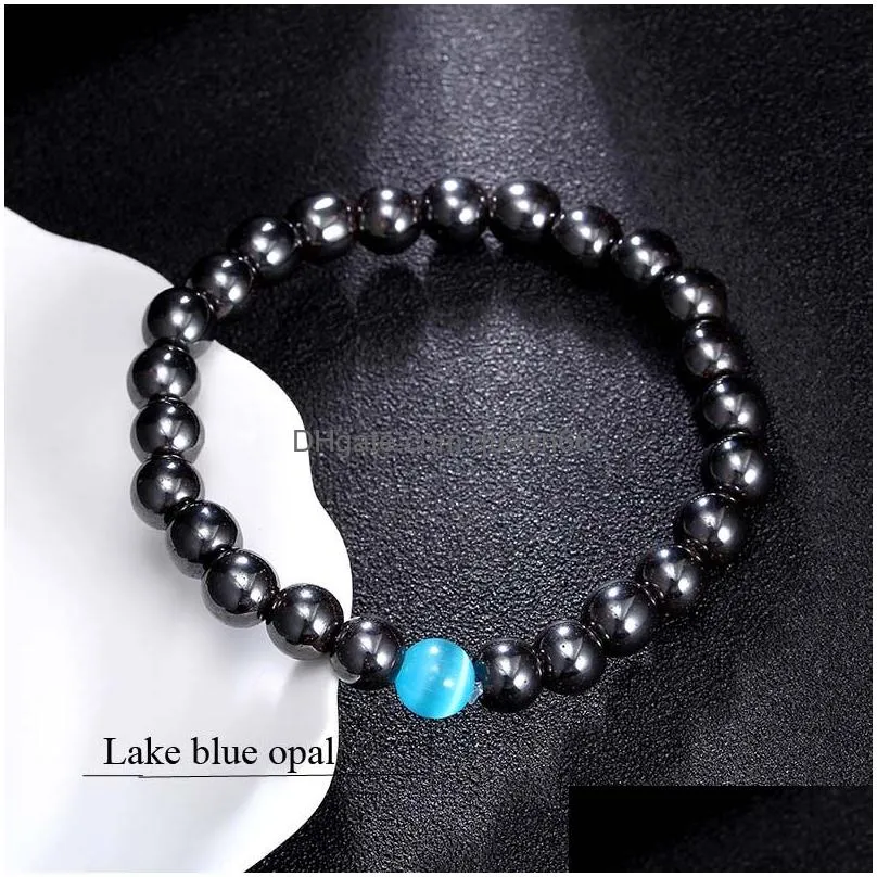 new fashion stone bead bracelets concise jewelry with white turquoise/tiger eye/smooth silver 8mm beads for men women