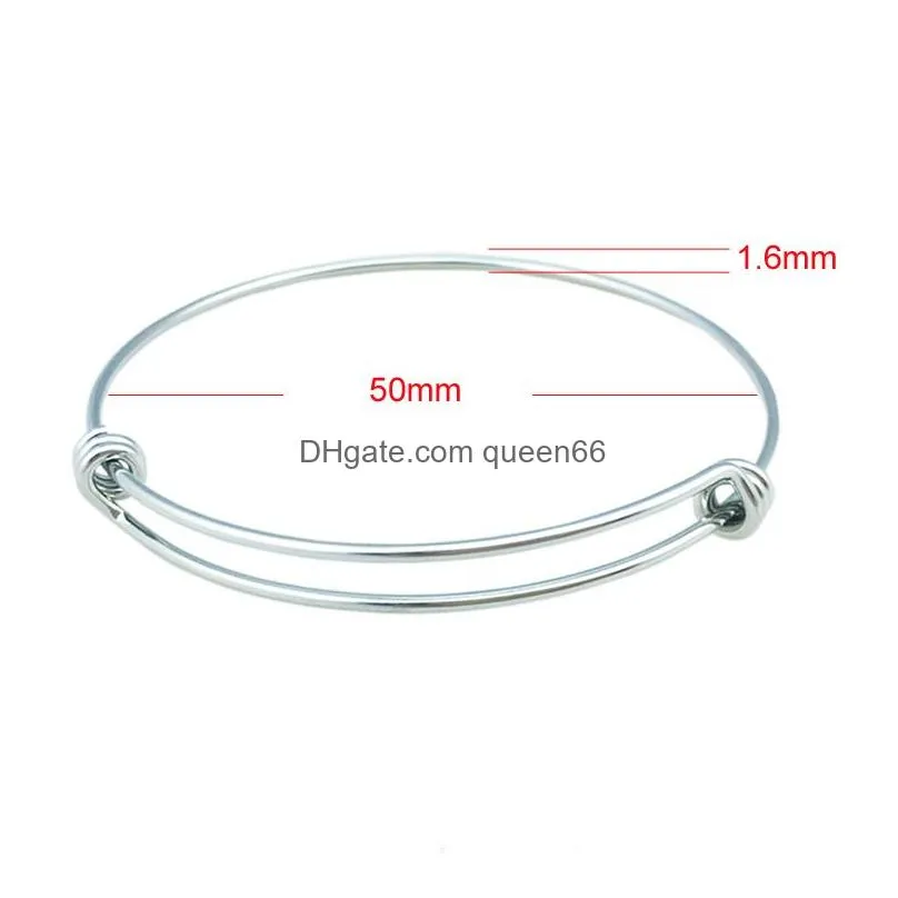 stainless steel wire bangle bracelet 50mm 55mm 60mm 65mm adjustable charm wrist bracelets cuff bangles expandable jewelry making diy