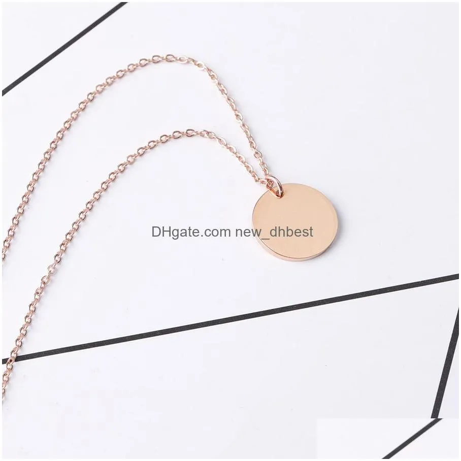 new blank round pendant necklace stainless steel necklace gold minimalist round blank dog tag coin pendant necklace jewelry for buyer