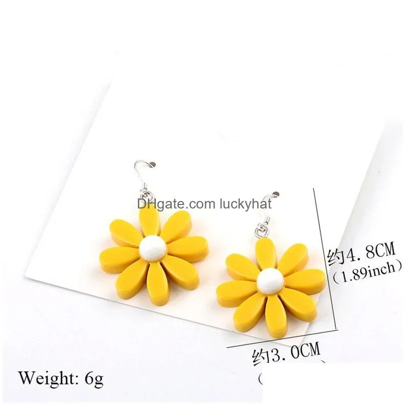 daisy flower acrylic earrings big flower daisy dangle drop earring fashion trendy sweet cute jewelry for women girl wholesale