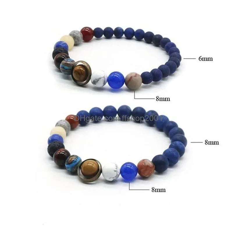 eight planets beaded bracelet strands natural stone universe solar system yoga bracelets for mens women jewelry