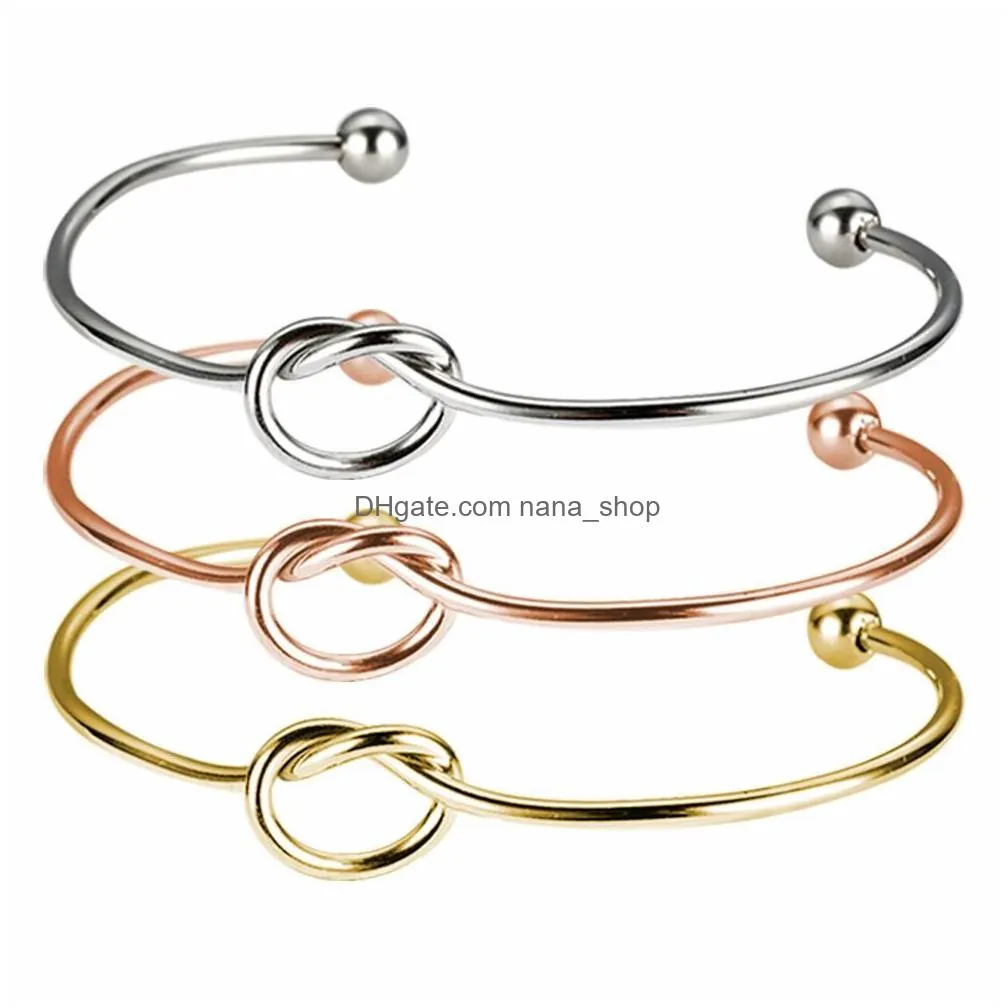 new stainless steel knot bracelets bangles high polished heart charm bracelet love bangles can engrave name diy jewelry for women