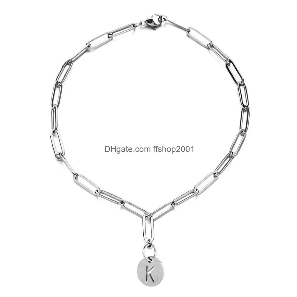 clip chain initial bracelet stainless steel gold plated blue eye charm bracelets bangles for women