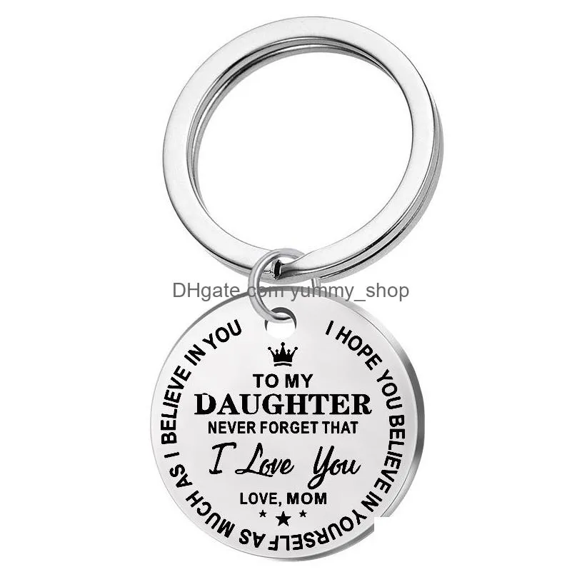to my son stainless steel keychain engraved to my daughter forever love mom keyring heart key chains charm love pendant jewelry gift