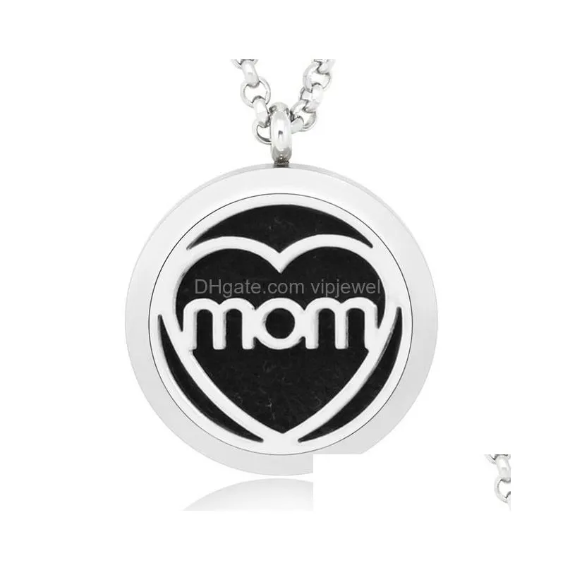 316l stainless steel perfume aroma locket 30mm necklace magnetic tree of life lotus mom love charm perfume locket without felt pads