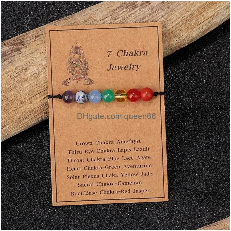 handmade 7 chakra beaded bracelet charm amethyst agate stone bead braid bracelets jewelry for women men