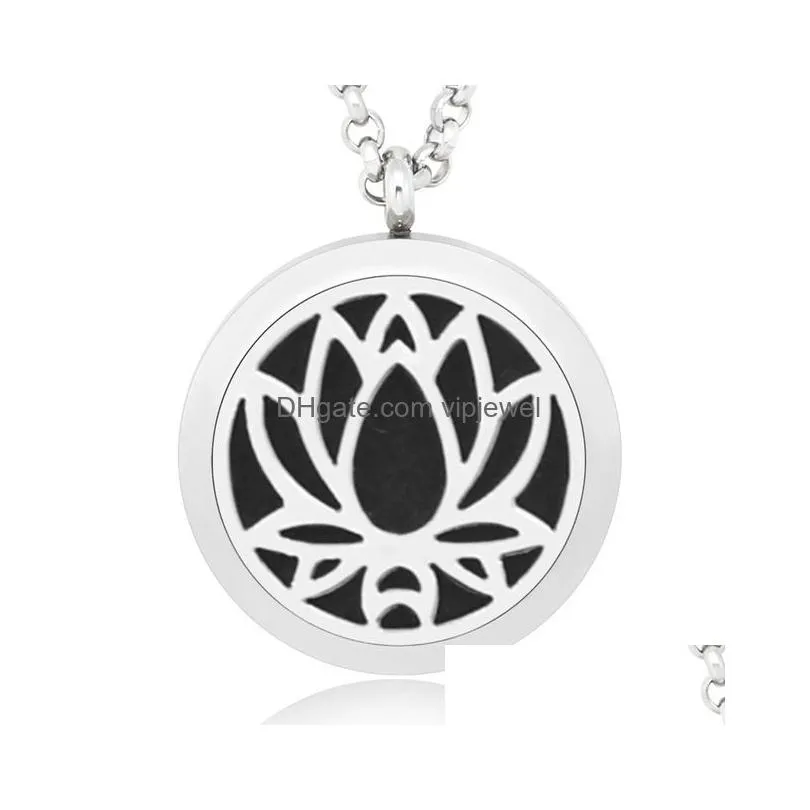 316l stainless steel perfume aroma locket 30mm necklace magnetic tree of life lotus mom love charm perfume locket without felt pads