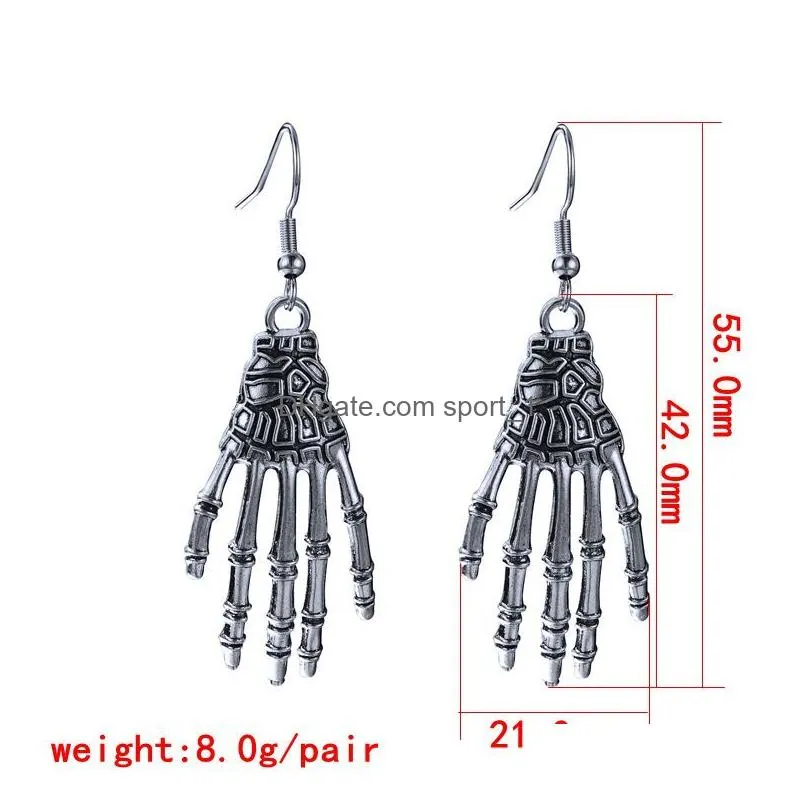 fashion halloween festival skull hand earring for women and children vintage skull bones dangle earrings