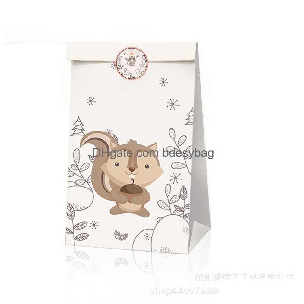paper forest animal fox party bag birthday party candy bag gift paper bag22x12x8cm