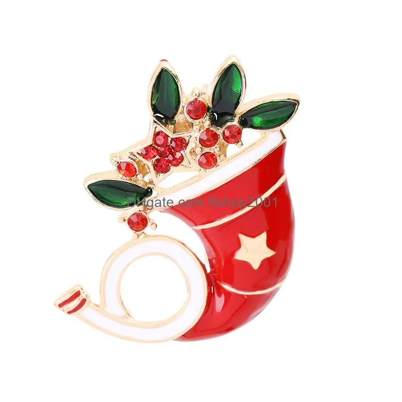 classic christmas brooches cute santa claus hat gloves crutch socks boots sleigh enamel pin badge brooch party gift decoration