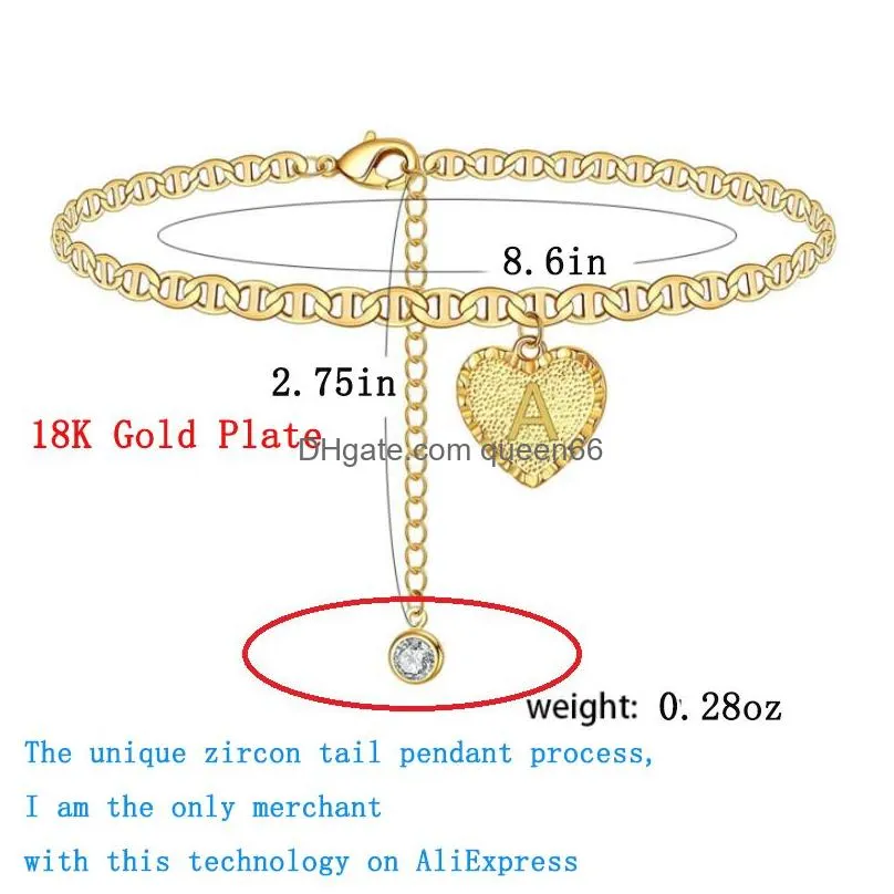 initials ankle bracelets anklet for women gold zircon letter barefoot accessories leg bracelet mothers day jewelry gifts