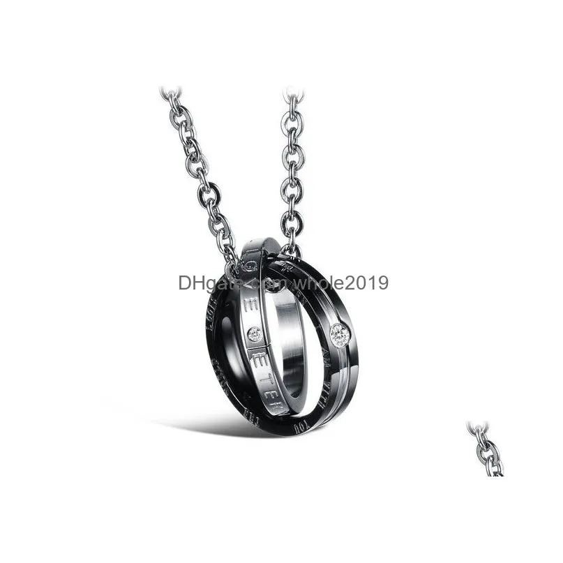 love rings charm pendant couples necklace for women stainless steel necklaces for men wedding romantic valentines day love gift