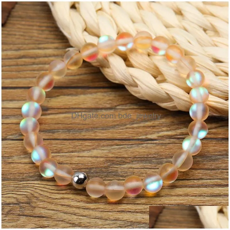  spectrolite bling stone bead bracelet pink blue green natural stone beads yoga balance bracelet for women girls buddha jewelry