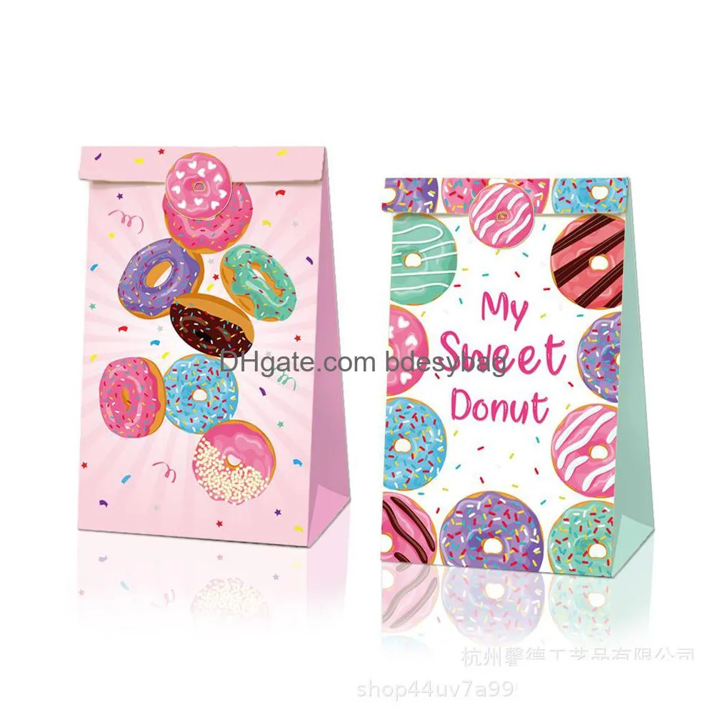 donuts dessert party candy bag gift birthday cake baking oil brown paper bag22x12x8cm