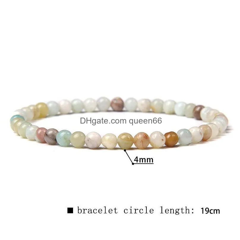 4mm stone beaded bracelets strands for women handmade natural agates onyx lapis lazuli bracelets adjustable jewelry